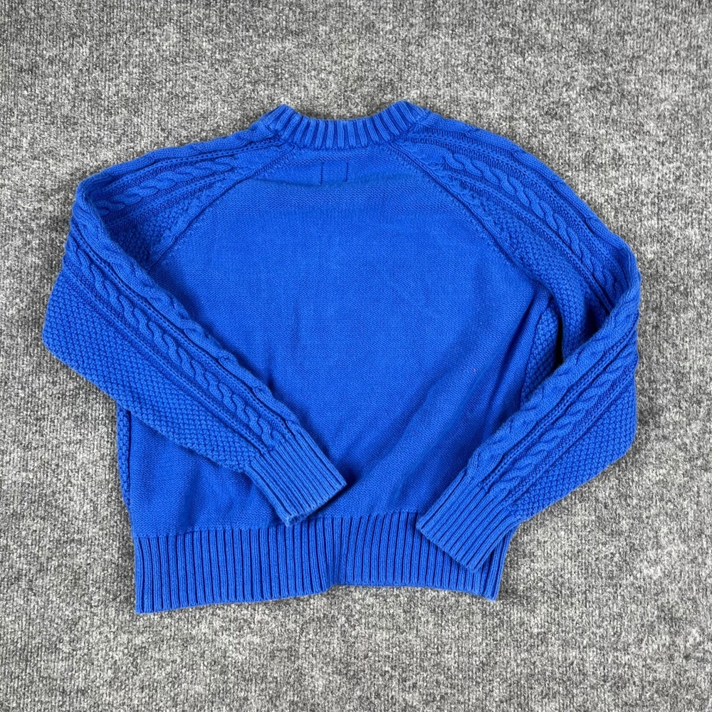 Gap Sweater Kids Size S Tall Blue Cable Knit Cotton Crew Neck Raglan Long Sleeve - Picture 7 of 8